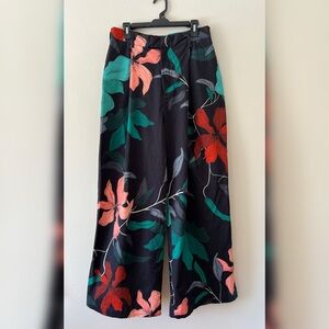 THE KIT Leigh Trouser Upstate Florals High-Waist Wide-Leg Pants in Black Size 16